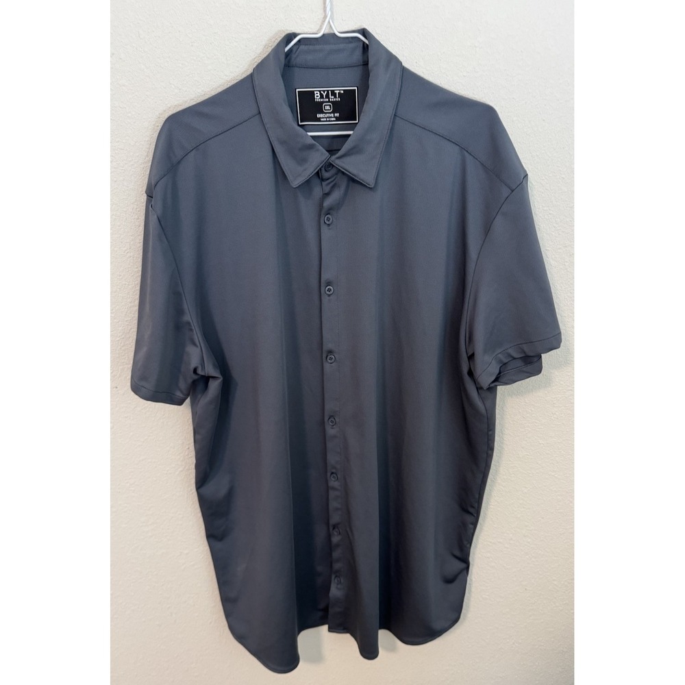 BYLT Premium Basics Men's 2XL Executive Fit Shirt Performance Short Sleeve‎ Gray